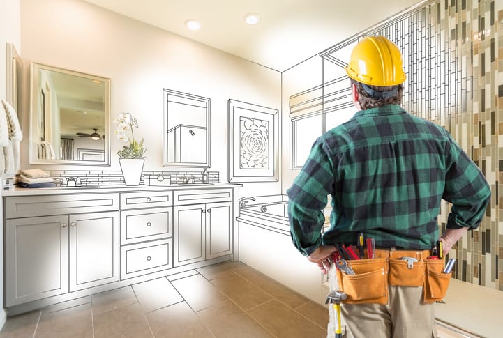 Plumber imagining future bathroom remodel