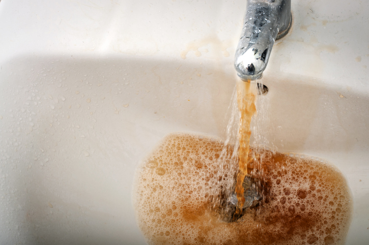 Brown water coming out of restroom sink