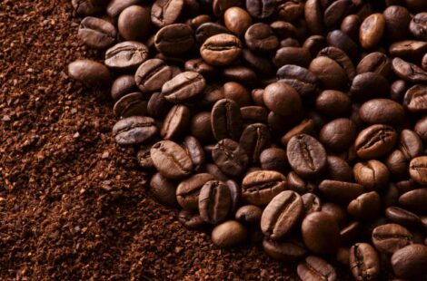 Coffee beans and coffee grounds