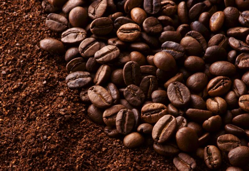 Coffee beans and coffee grounds