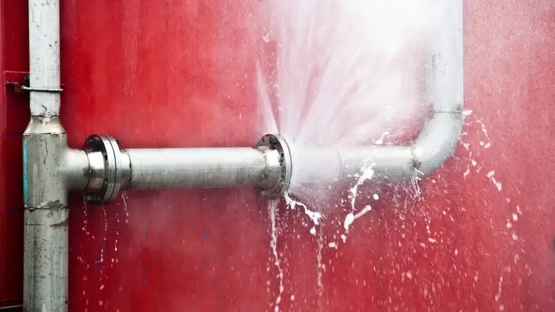 A pipe bursting due to high water pressure in Seattle, Washington